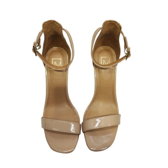 Material Girl Sandals Blaire Patent‎ Faux Leather Beige Open Toe Size 5.5 Tan - Picture 4 of 10
